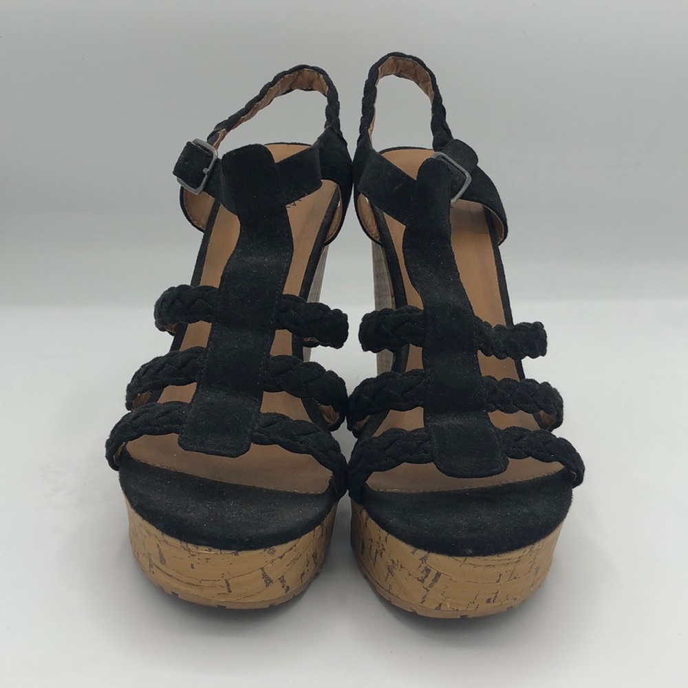 Used, like new Black Poppy wedges - Size 8
